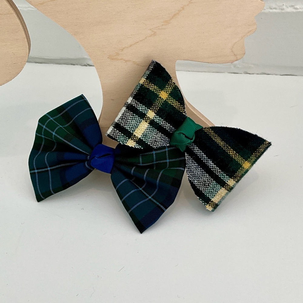Set Of Classic Plaid Dennis School Uniform Hair Bows